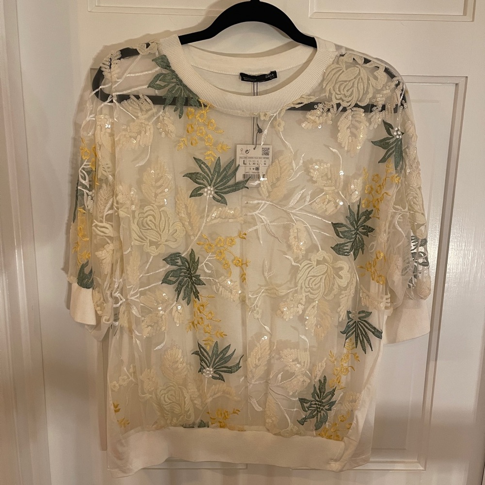 NWT Zara Sequin Top (L)
